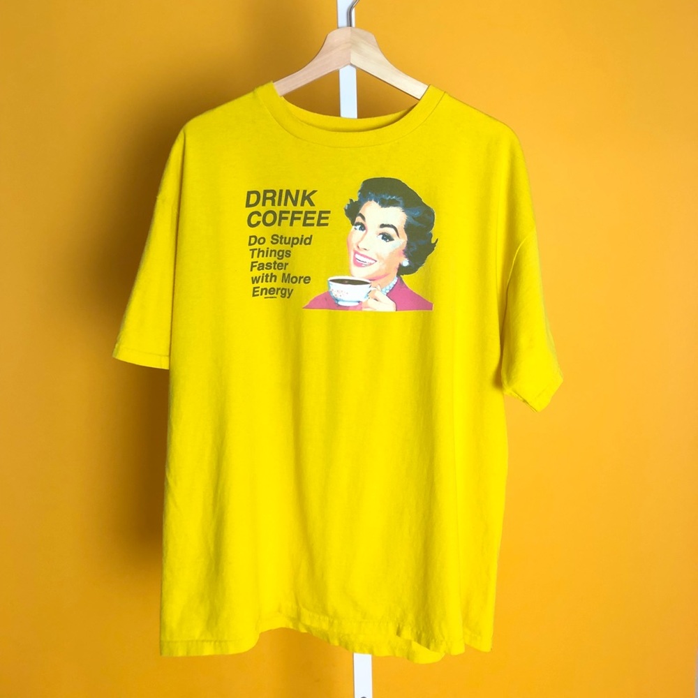 I Love Coffee I Drink Coffee T Shirt - Yellow L/XL